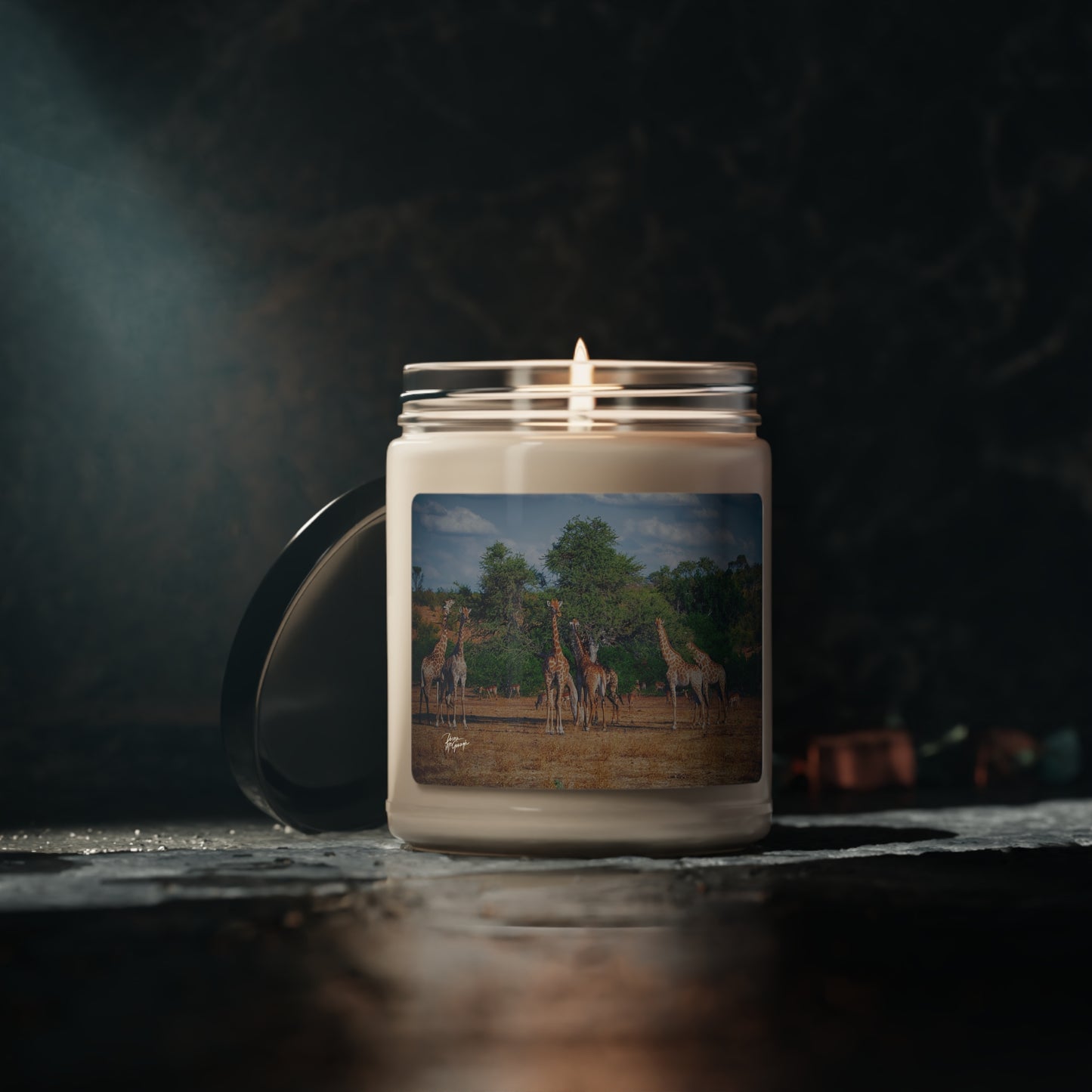 Experience the Pure Essence of Nature with the Elephant Family on Savanna Scented Soy Candle by Enjoy Nature