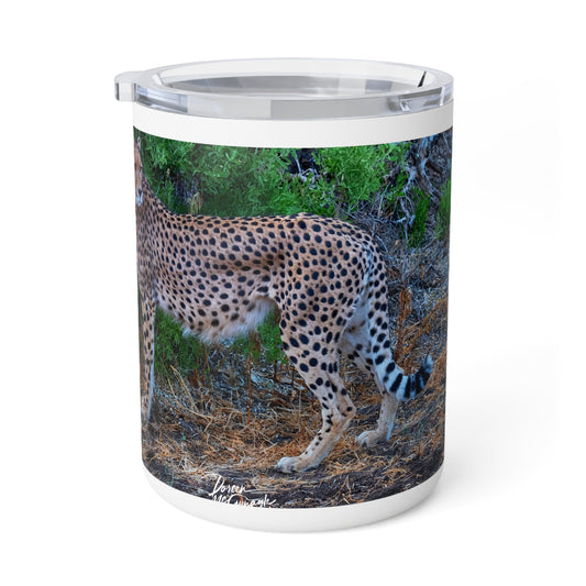 Enjoy Nature 10 oz Travel Tumbler with Cheetah Stand Design