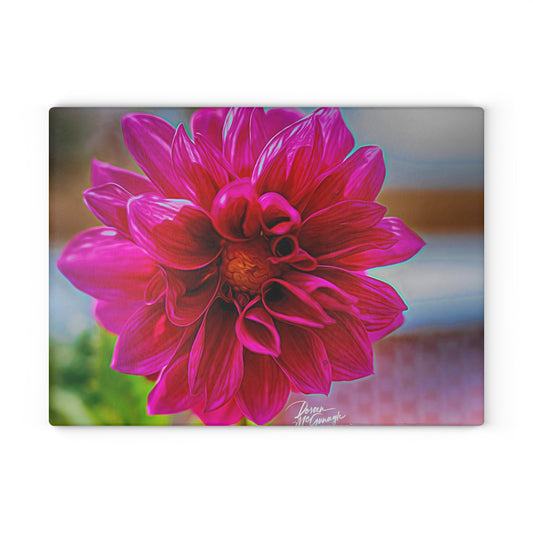 Enjoy Nature Glass Charcuterie Cutting Board with Dahlia Bloom