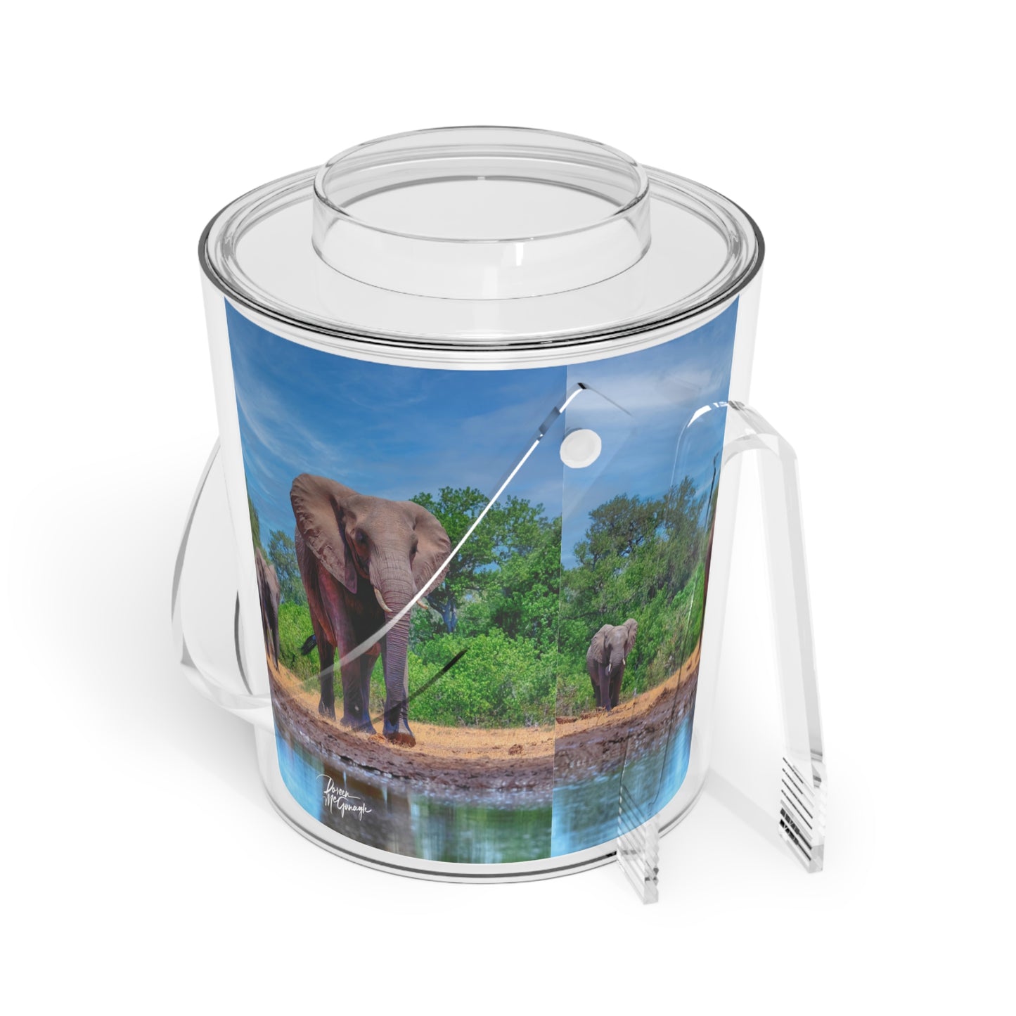 Enjoy Nature Elephant Family at Watering Hole Insulated Ice Bucket