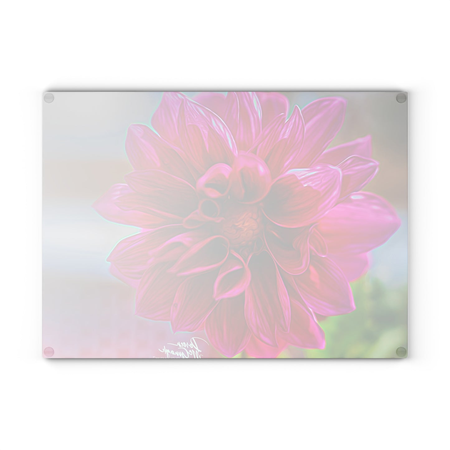 Enjoy Nature Glass Charcuterie Cutting Board with Dahlia Bloom