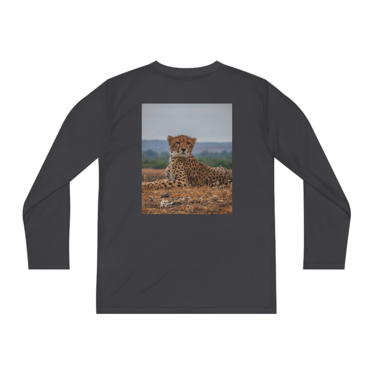 Youth Competitor Long Sleeve Tee with Cheetah Portrait by Enjoy Nature