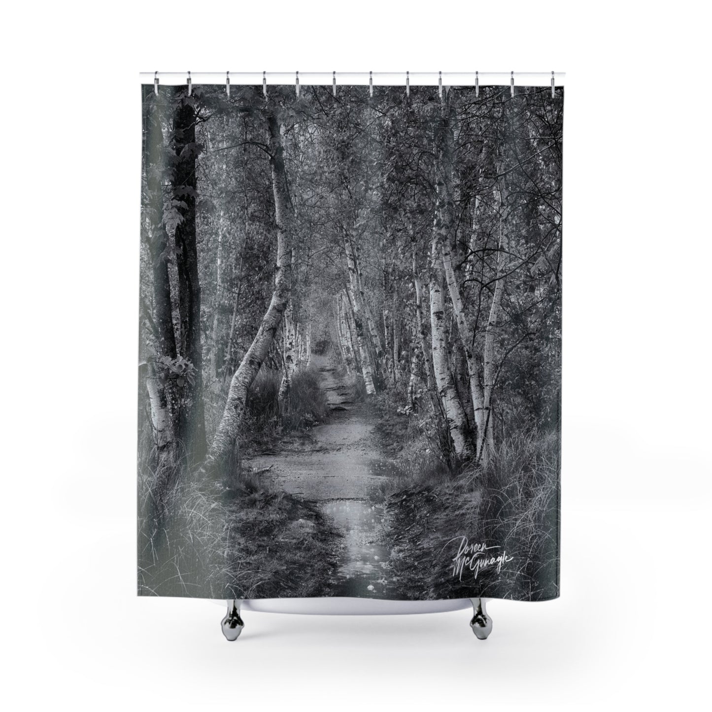 Whimsical Shower Curtain, Nature Shower Curtain Birch, Black and White Shower Curtain, Unique Shower Curtain, Modern Bathroom Accessories