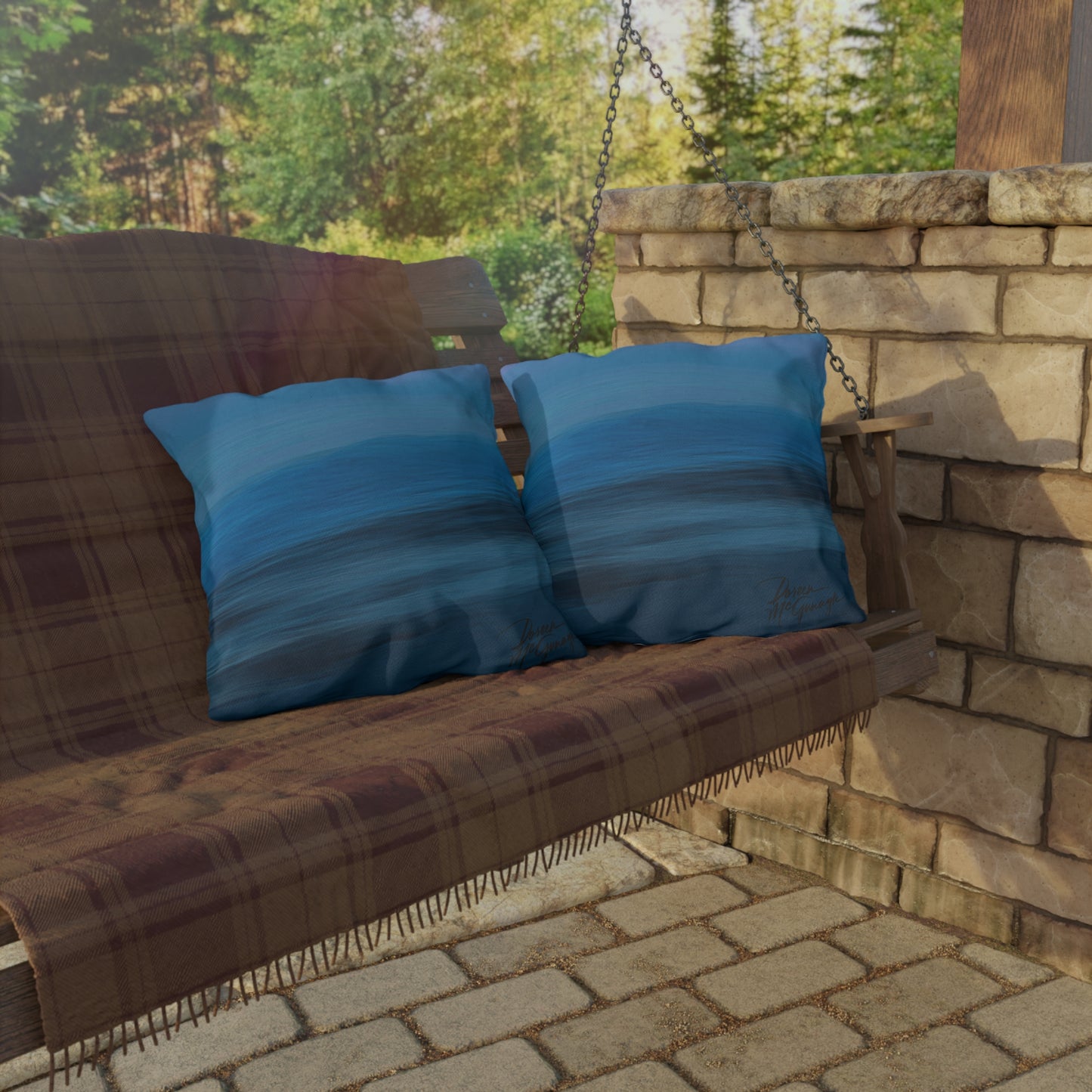 Artistic Outdoor Accent Pillows Blue Dawn