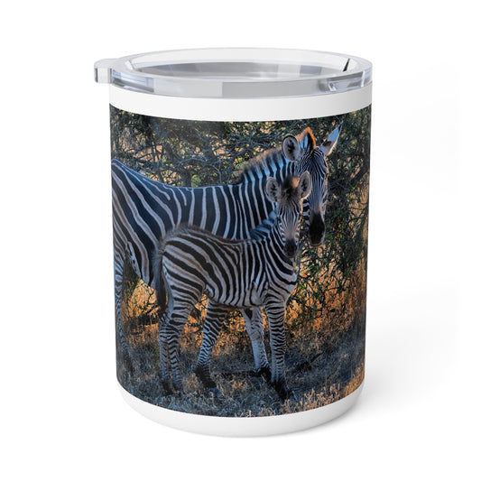 Enjoy Nature 10 oz Travel Tumbler with Zebra Stripes Design