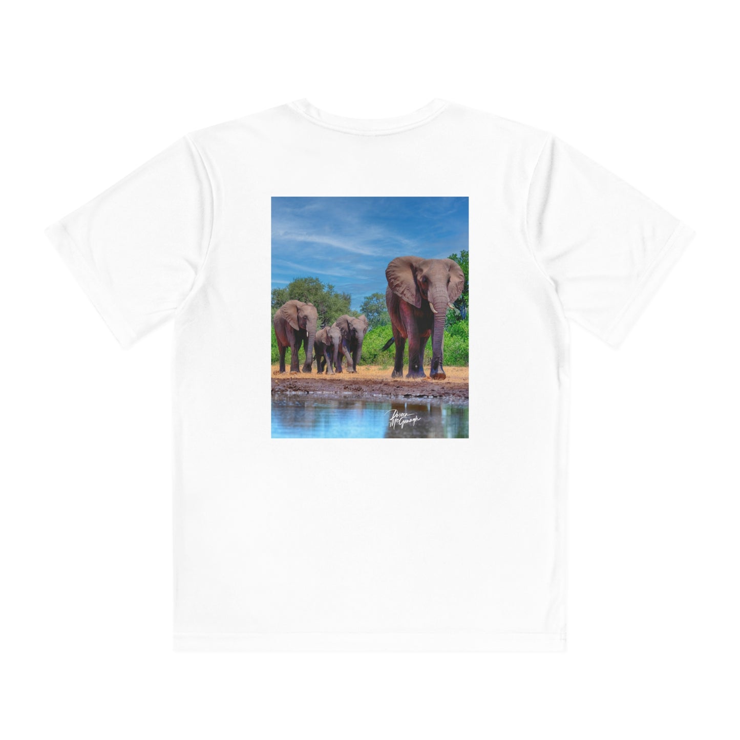 Youth Competitor Tee with Fine Art Image Elephant Family at Watering Hole by Enjoy Nature