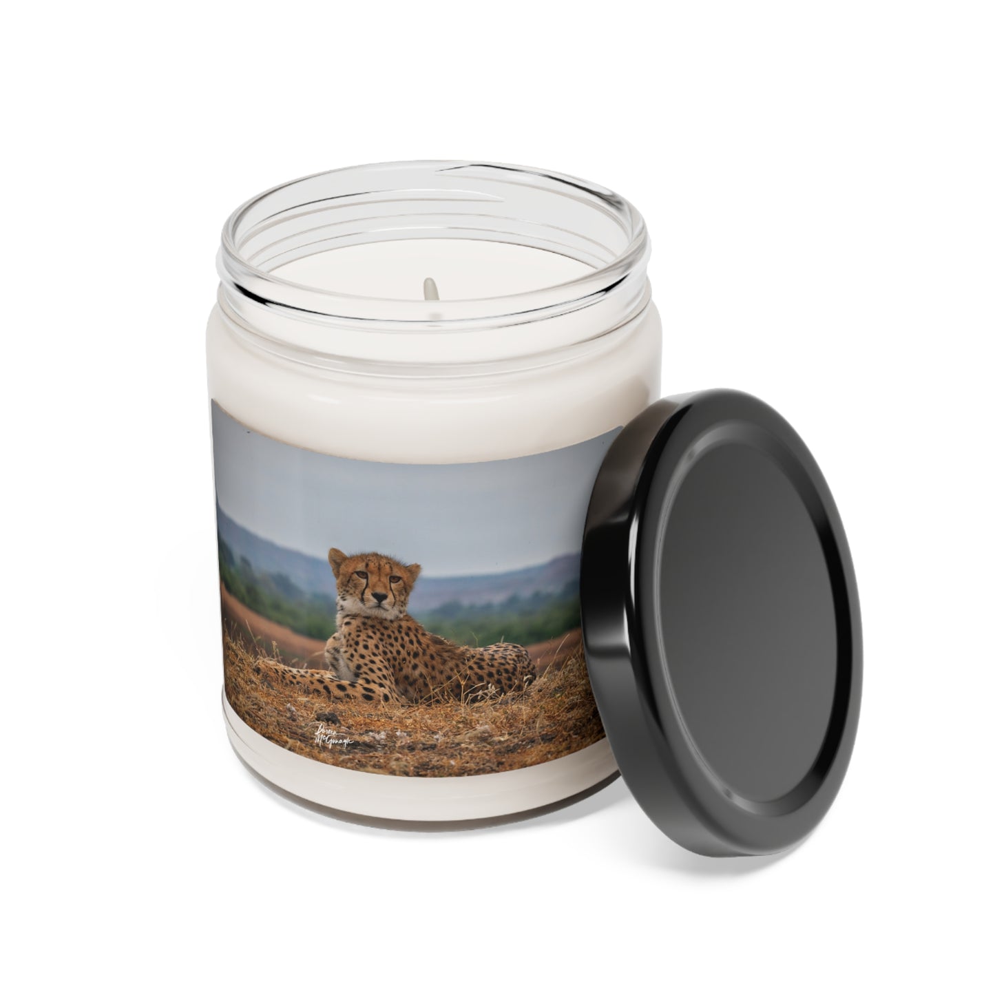 Experience the Pure Essence of Nature with the Cheetah Portrait Scented Soy Candle by Enjoy Nature