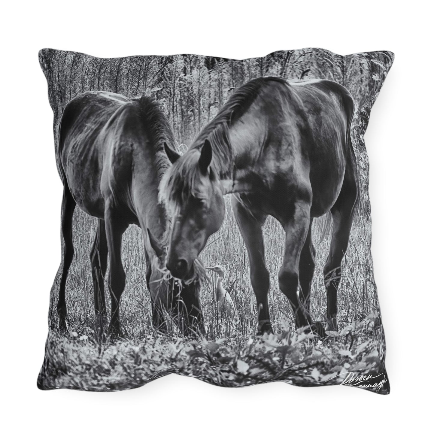 cool throw pillows| comfy throw pillows| luxury throw pillows| trendy throw pillows| animal throw pillows | Pair Wild Horses Outdoor Pillows