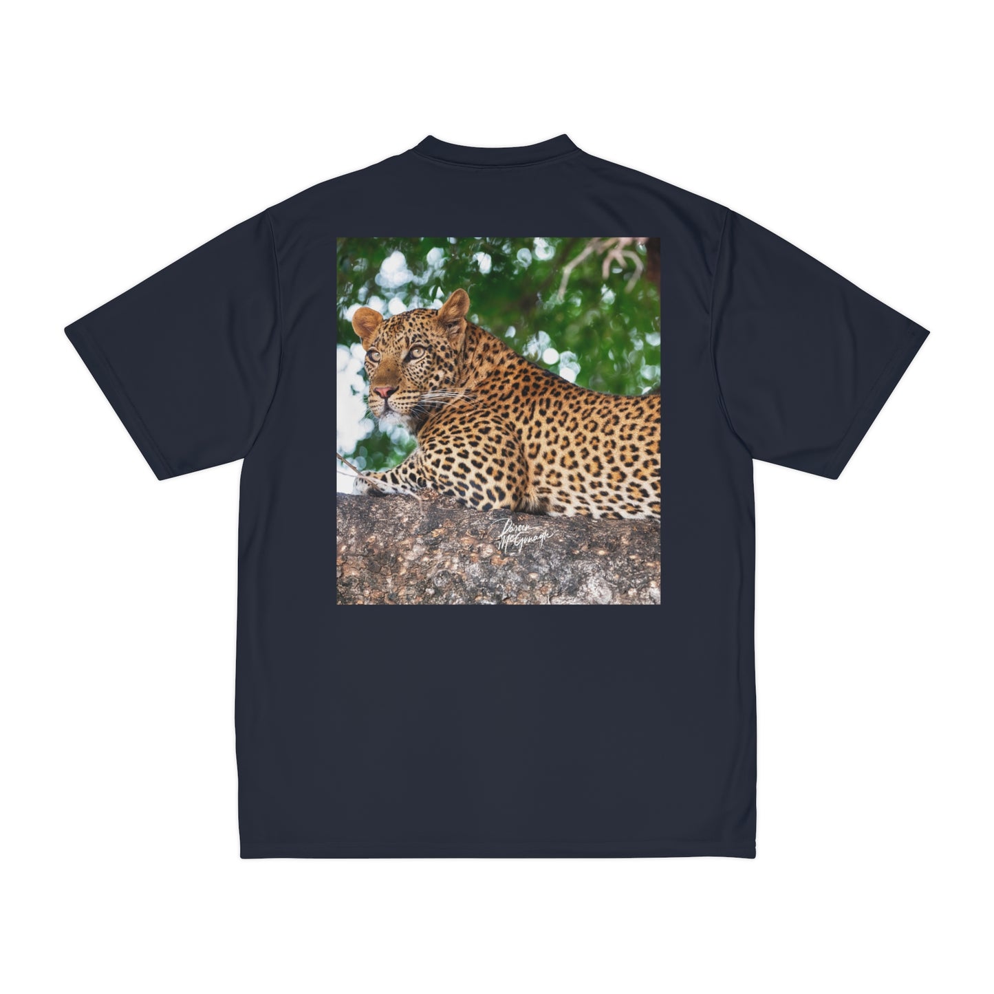 Men's Performance T-Shirt with Fine Art Image of Leopard in Tree by Enjoy Nature