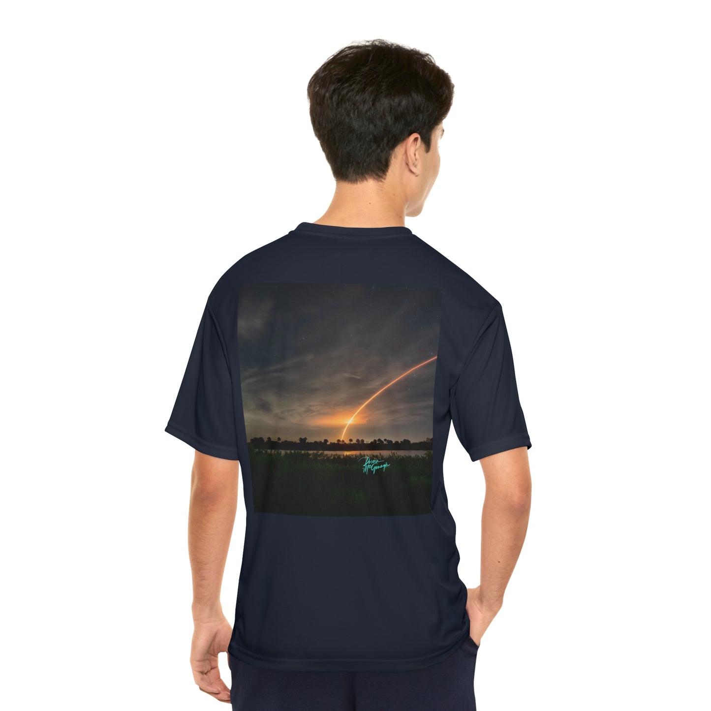 Men's t shirt, Falcon Shuttle Launch, Performance Shirt