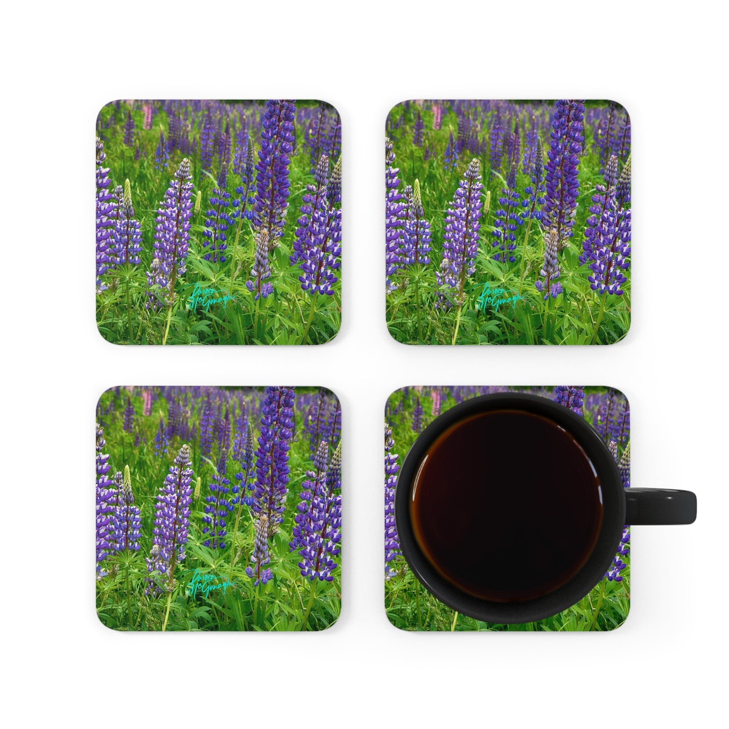 Field of Wild Lupine Corkwood Coaster Set