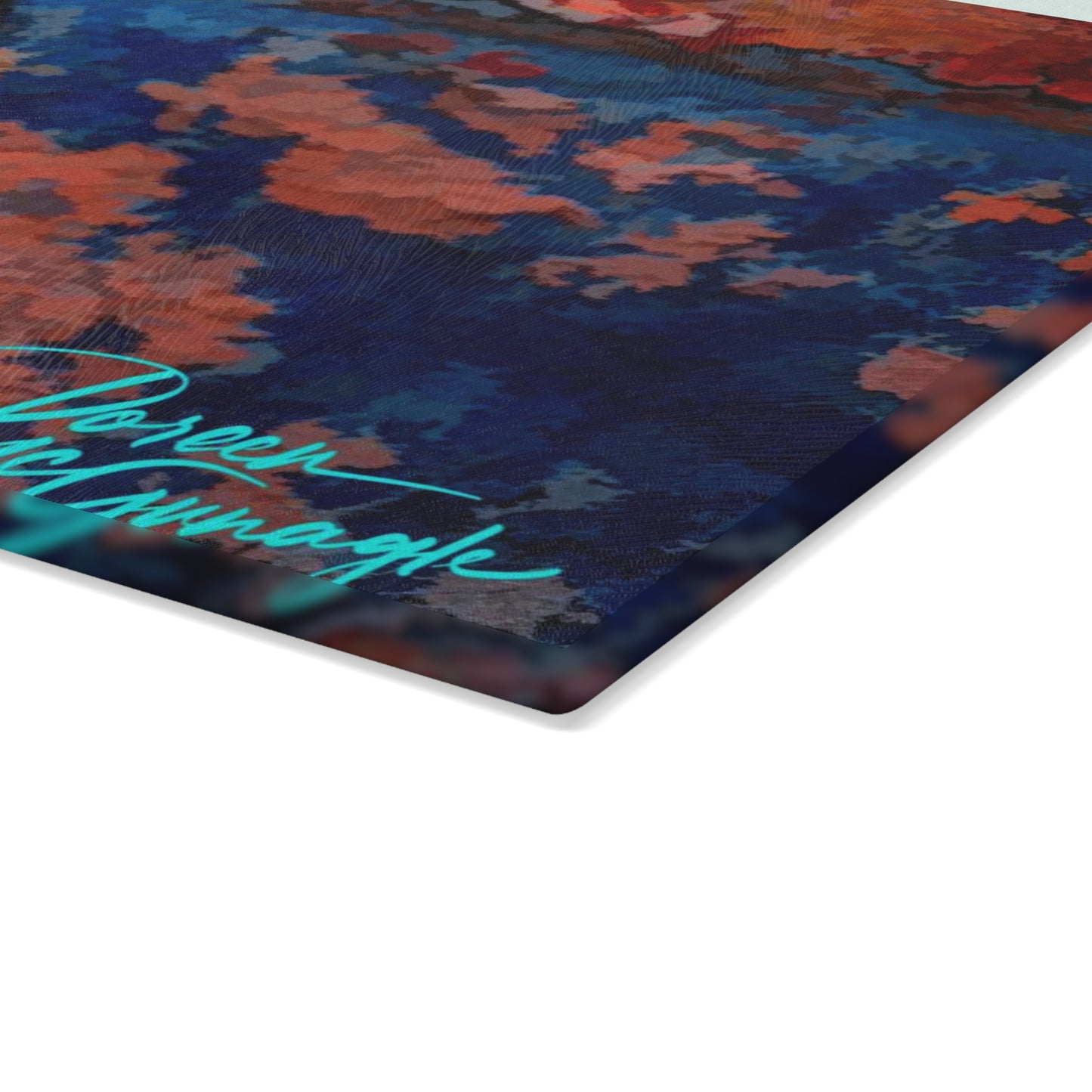 Artistic Fusion Abstract Glass Cutting Board with Nature-Inspired Design