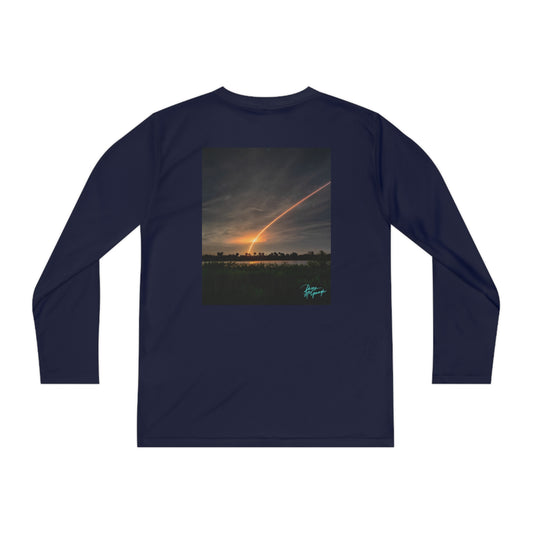 Falcon 9 Space X Shuttle Launch Youth Long Sleeve Competitor Tee