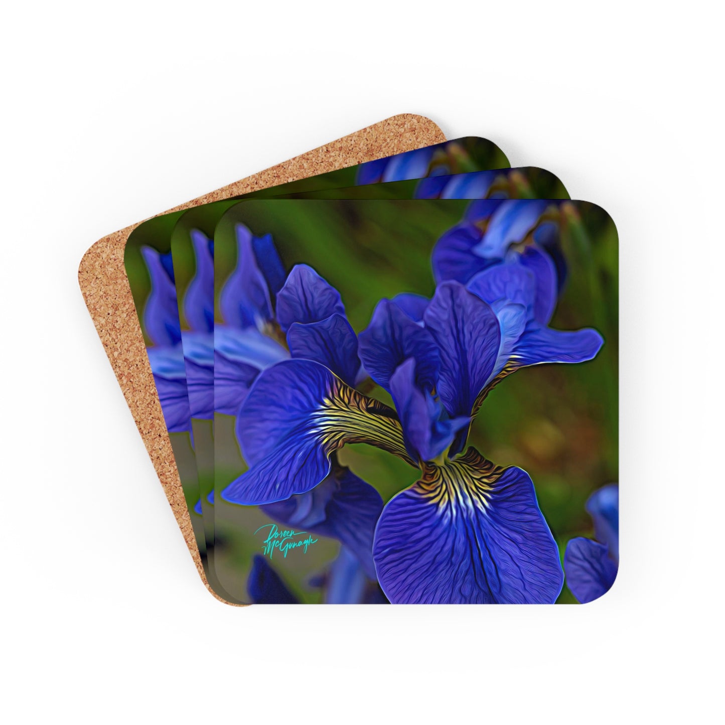 Wild Blue Staff Orchid Corkwood Coaster Set