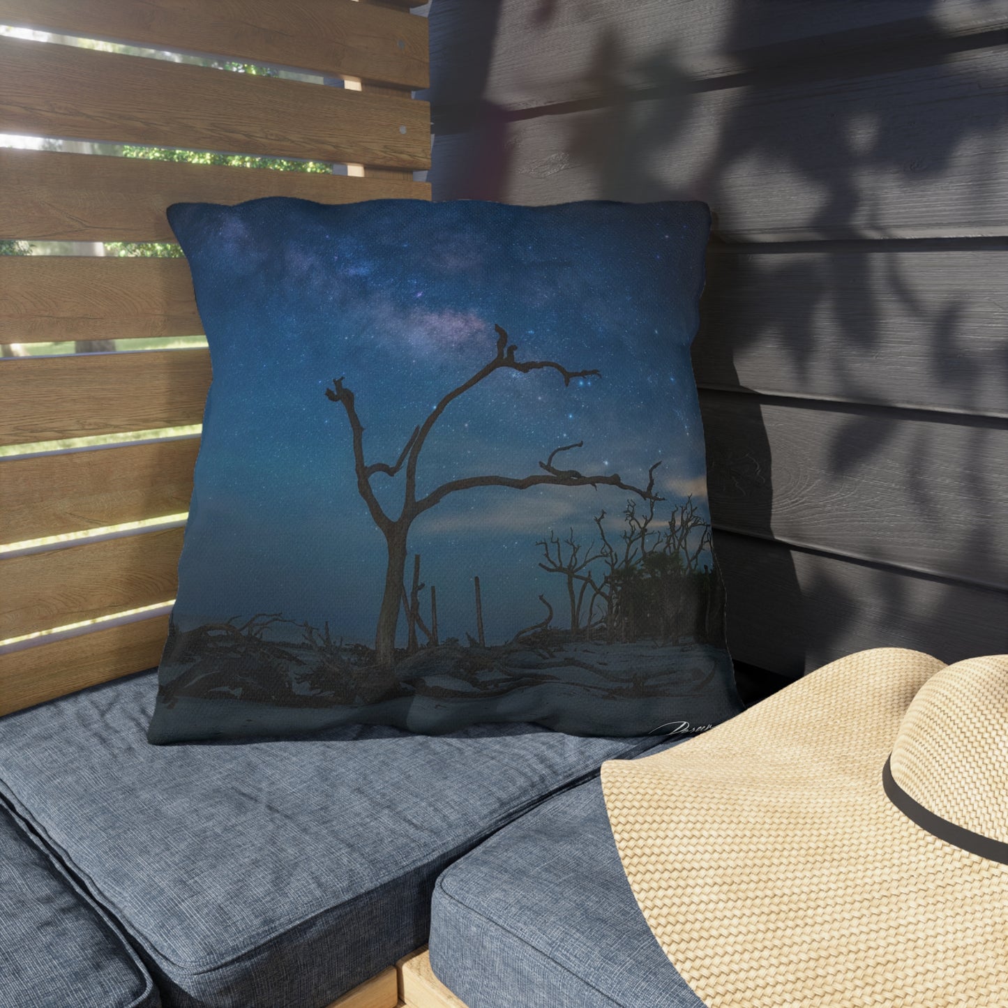 Enjoy Nature Outdoor Pillow with Milky Way Midnight – Artistic, Comfy, and Durable Decorative Accent