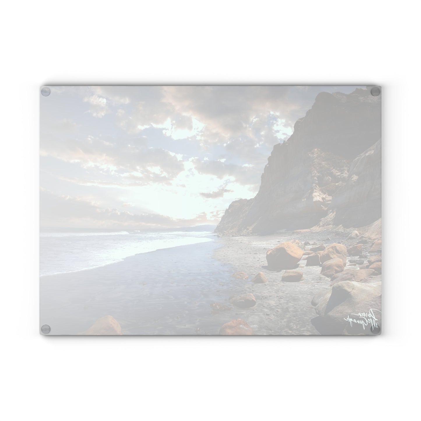 Artistic Lagoon Serenity Glass Cutting Board with Nature-Inspired Design