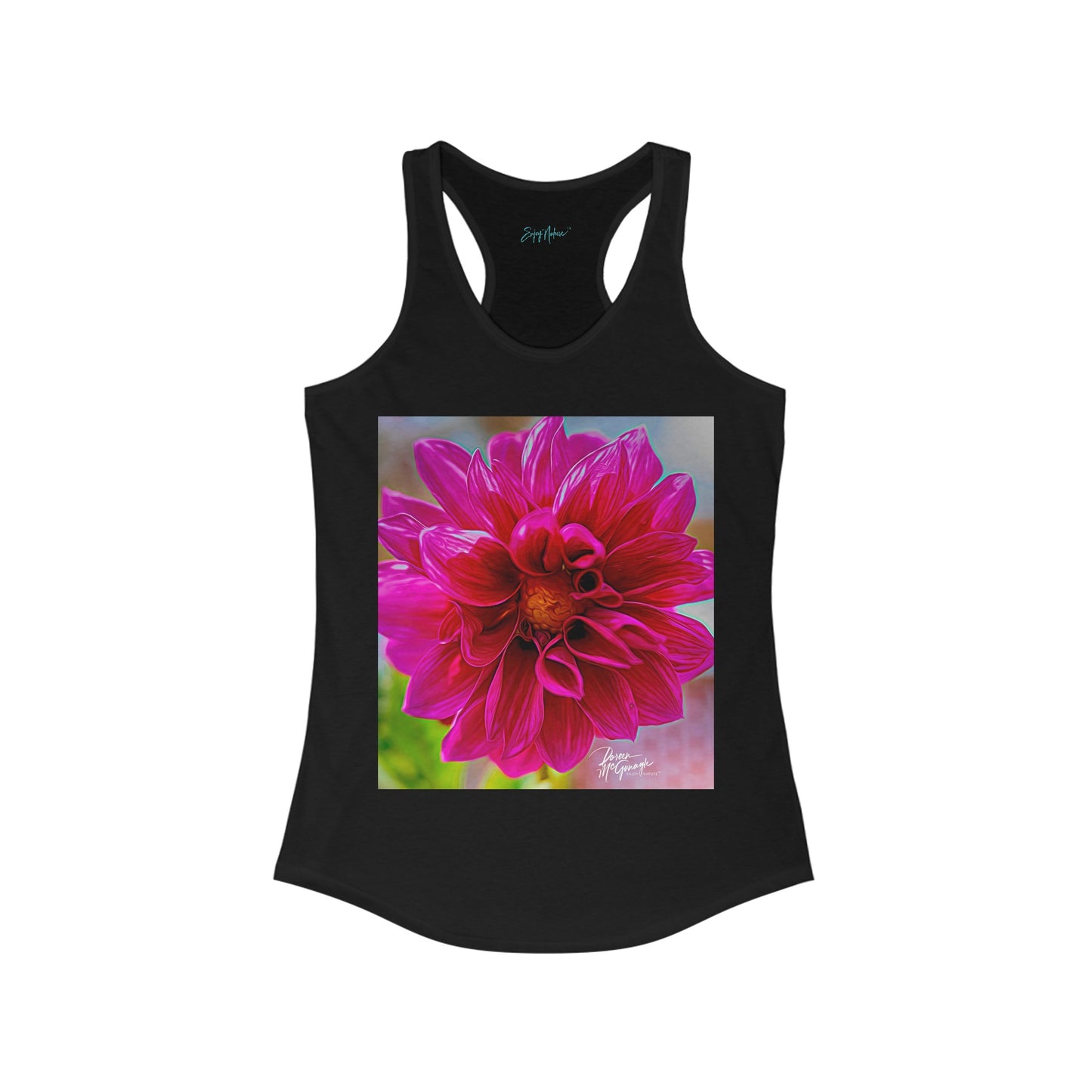 Women's Racerback Summer Tops with Dahlia Bloom Fine Art Image by Enjoy Nature