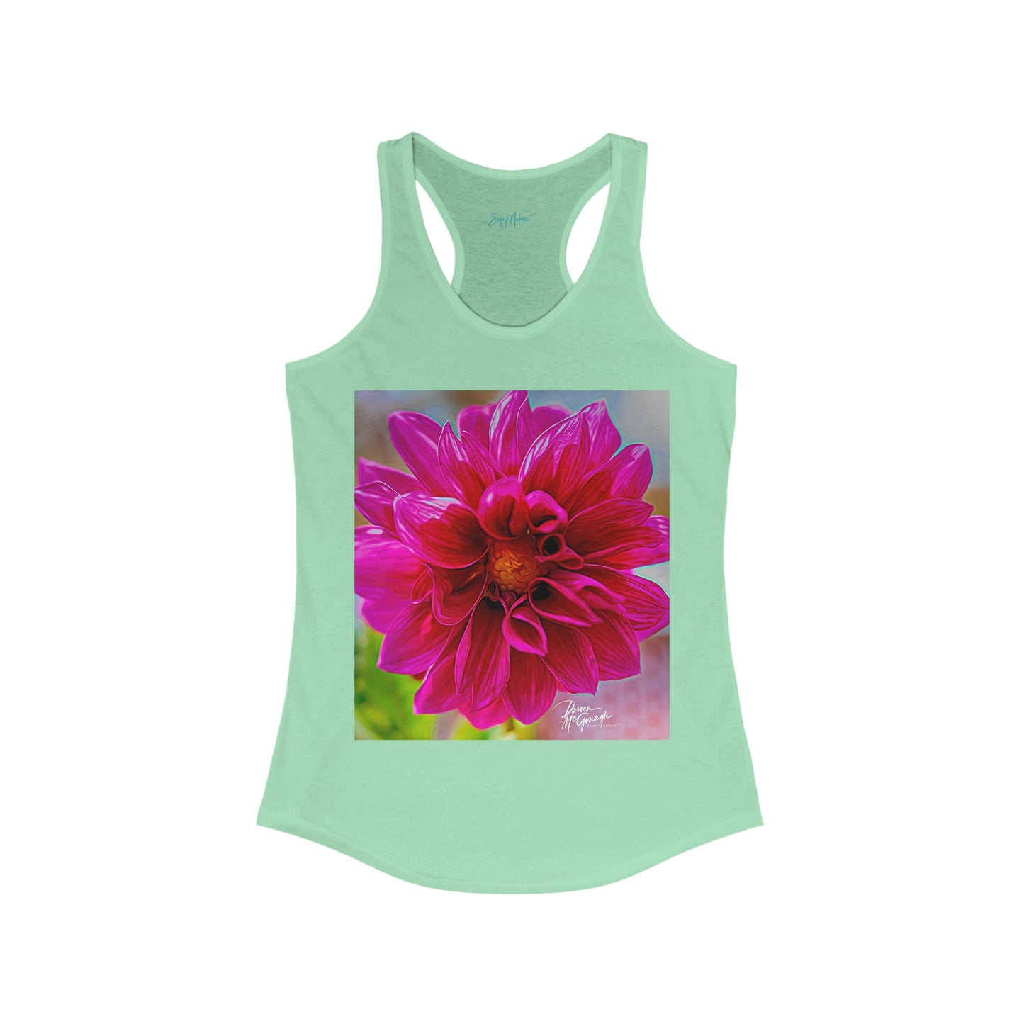 Women's Racerback Summer Tops with Dahlia Bloom Fine Art Image by Enjoy Nature