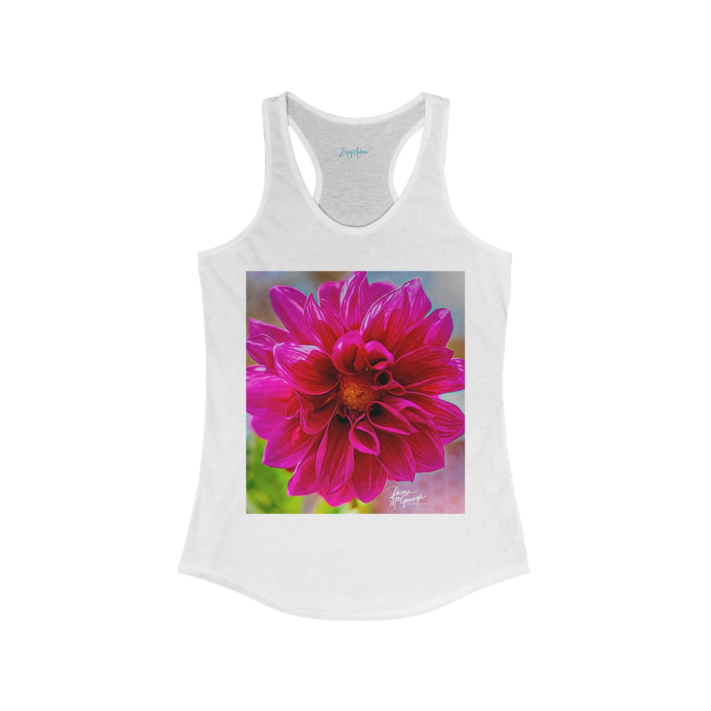 Women's Racerback Summer Tops with Dahlia Bloom Fine Art Image by Enjoy Nature