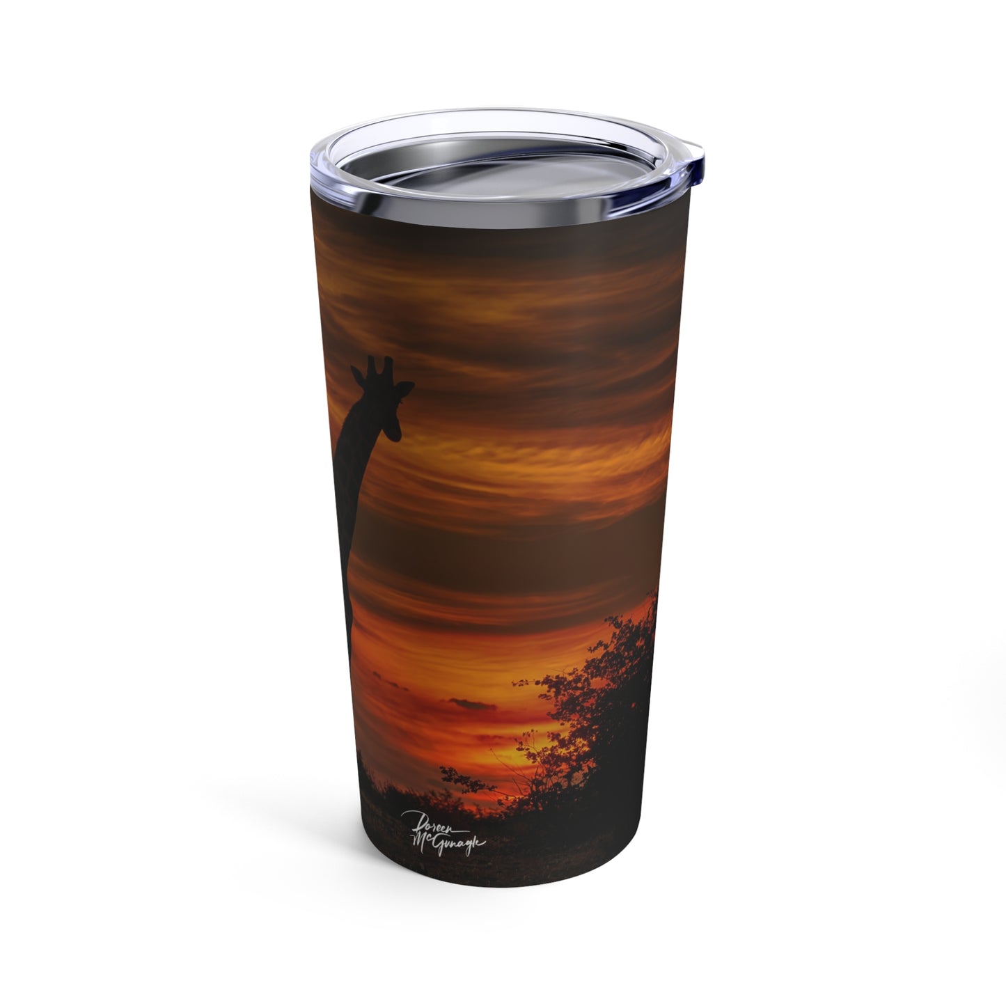 Enjoy Nature Giraffe Silhouette at Sunset 20 oz Travel Tumbler