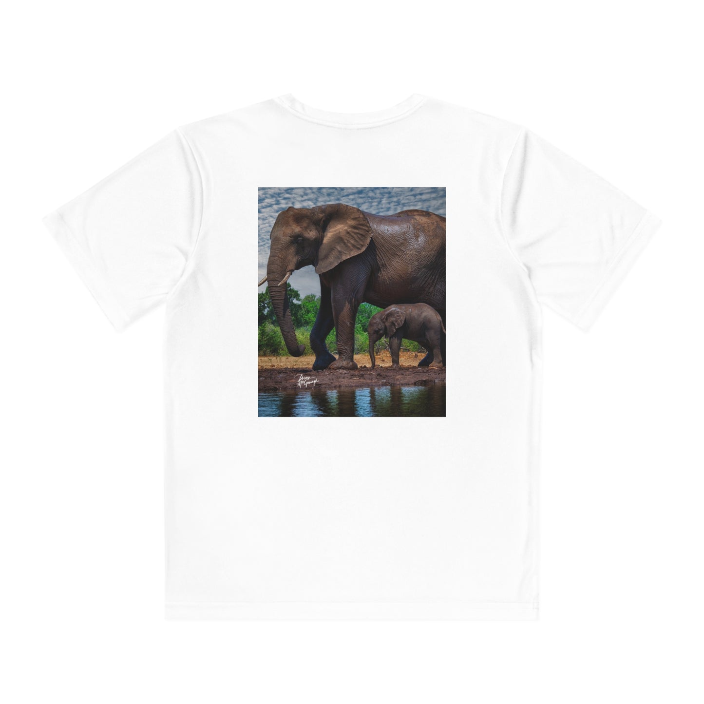 Youth Competitor Tee with Fine Art Image Elephant Baby Walking with Mom by Enjoy Nature