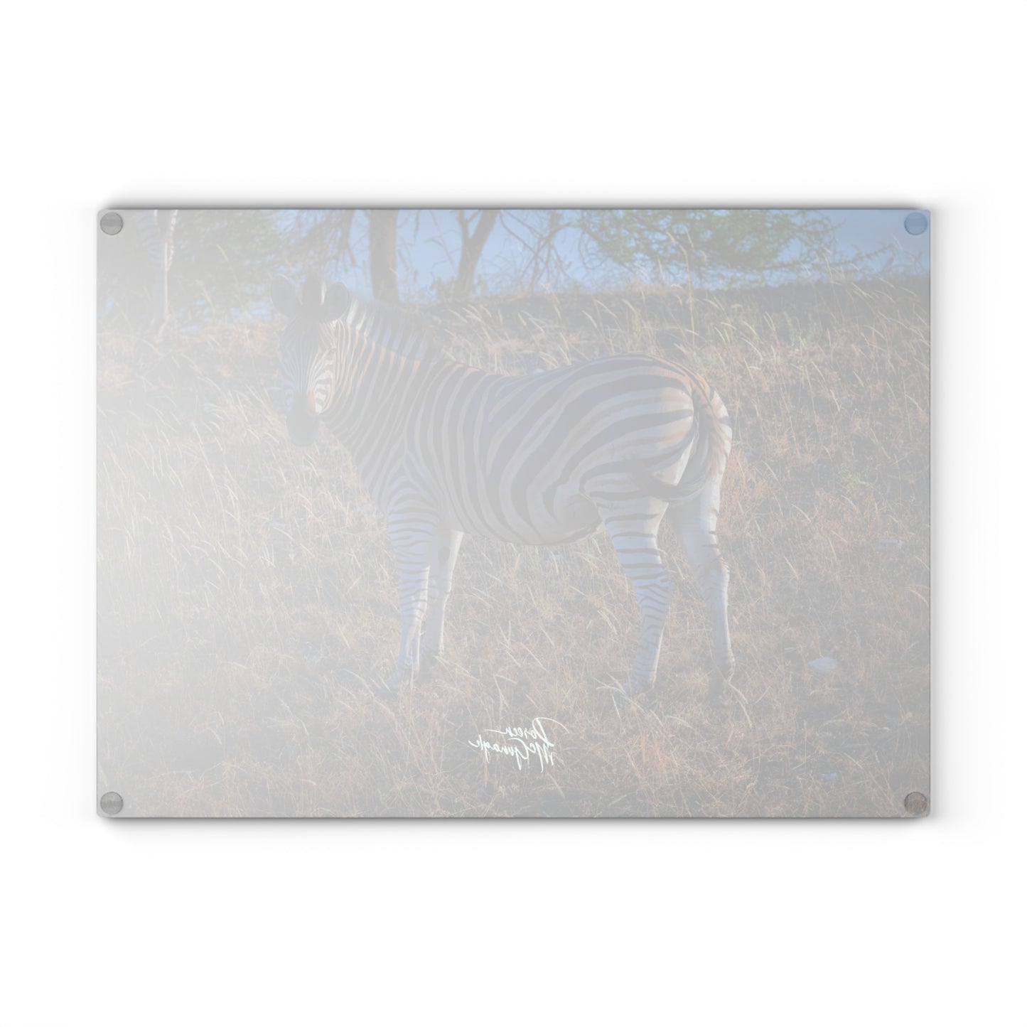 Enjoy Nature Glass Charcuterie Cutting Board with Baby Zebra Design