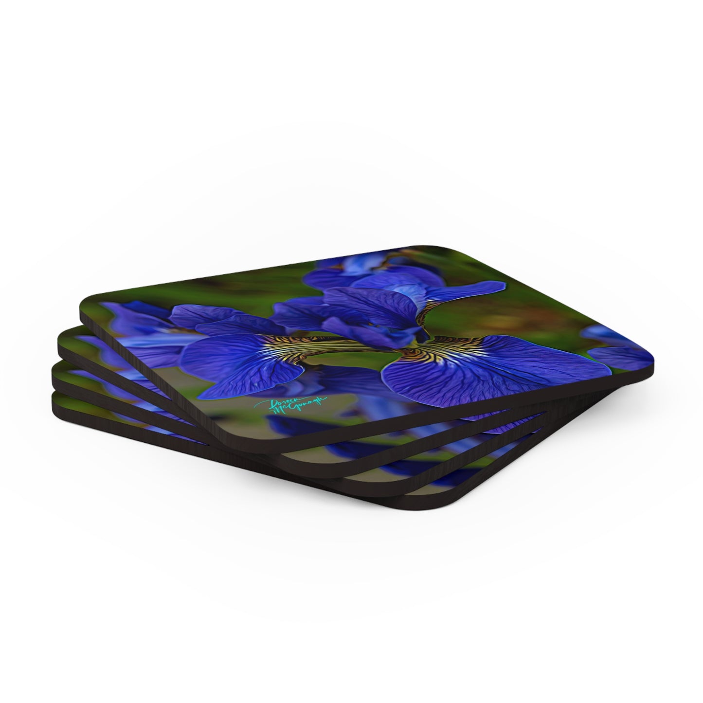 Wild Blue Staff Orchid Corkwood Coaster Set