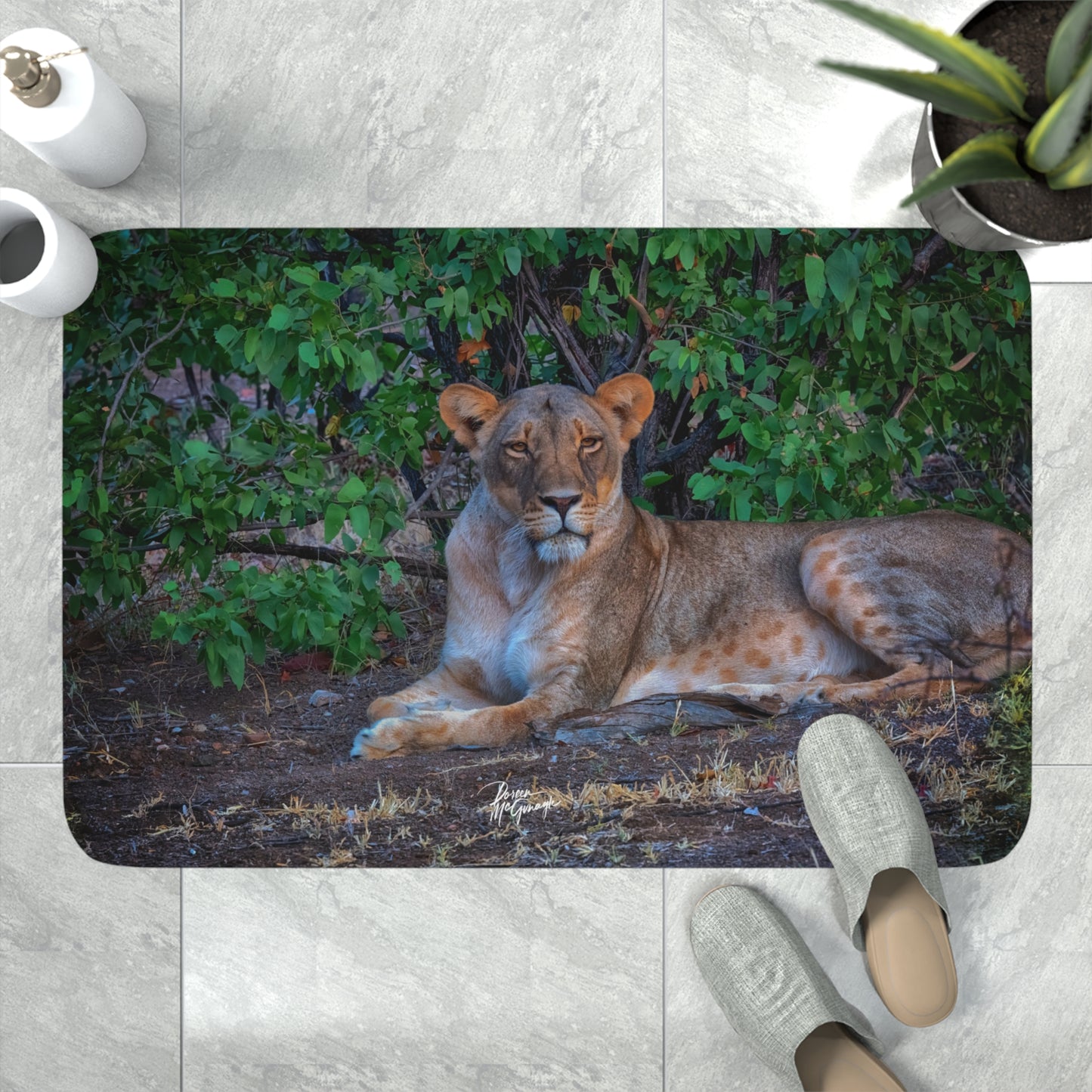 Dreaming About a Lioness Memory Foam Bath Mat from Enjoy Nature