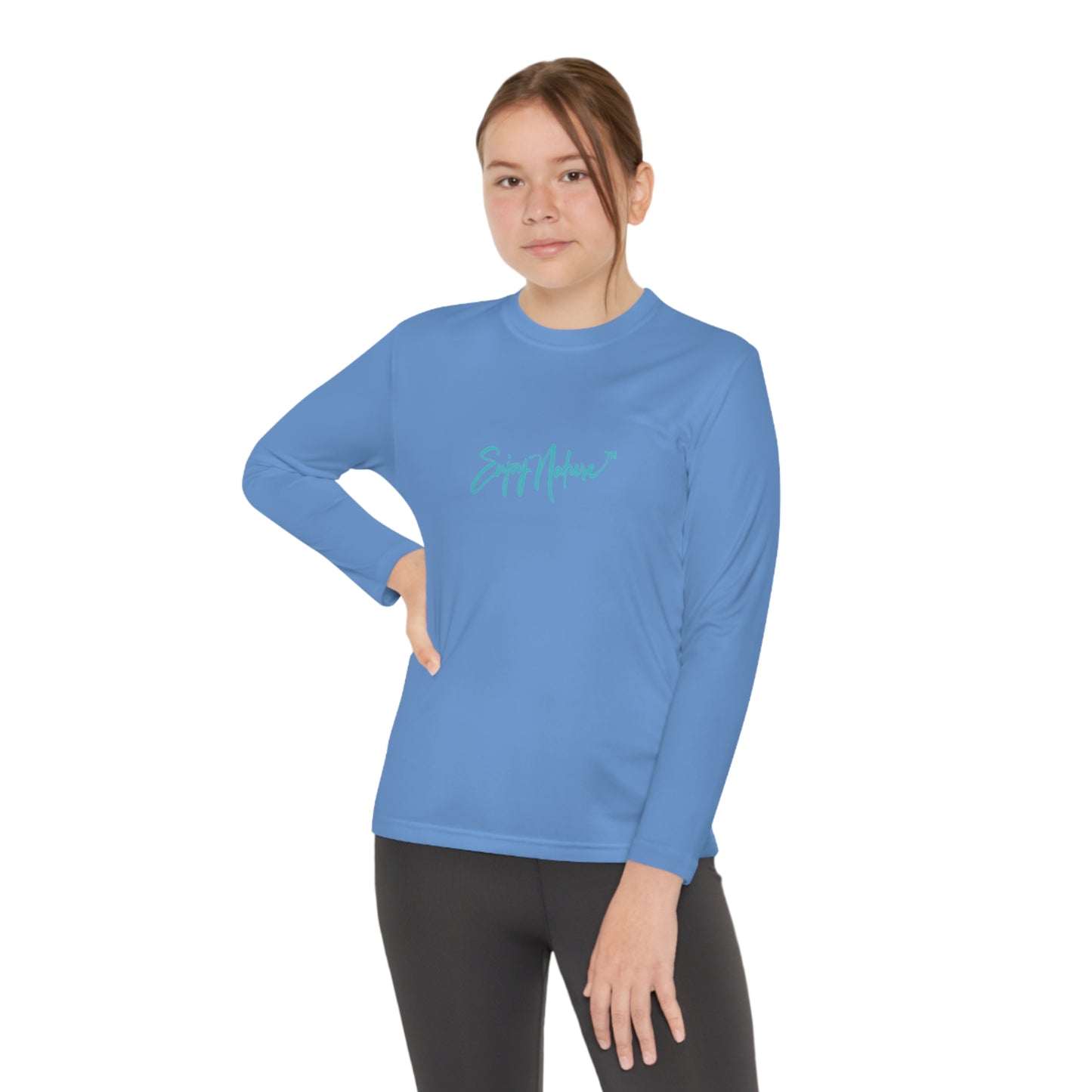 Youth Competitor Long Sleeve Tee with Elephant Baby Under Mom’s Watchful Eye by Enjoy Nature