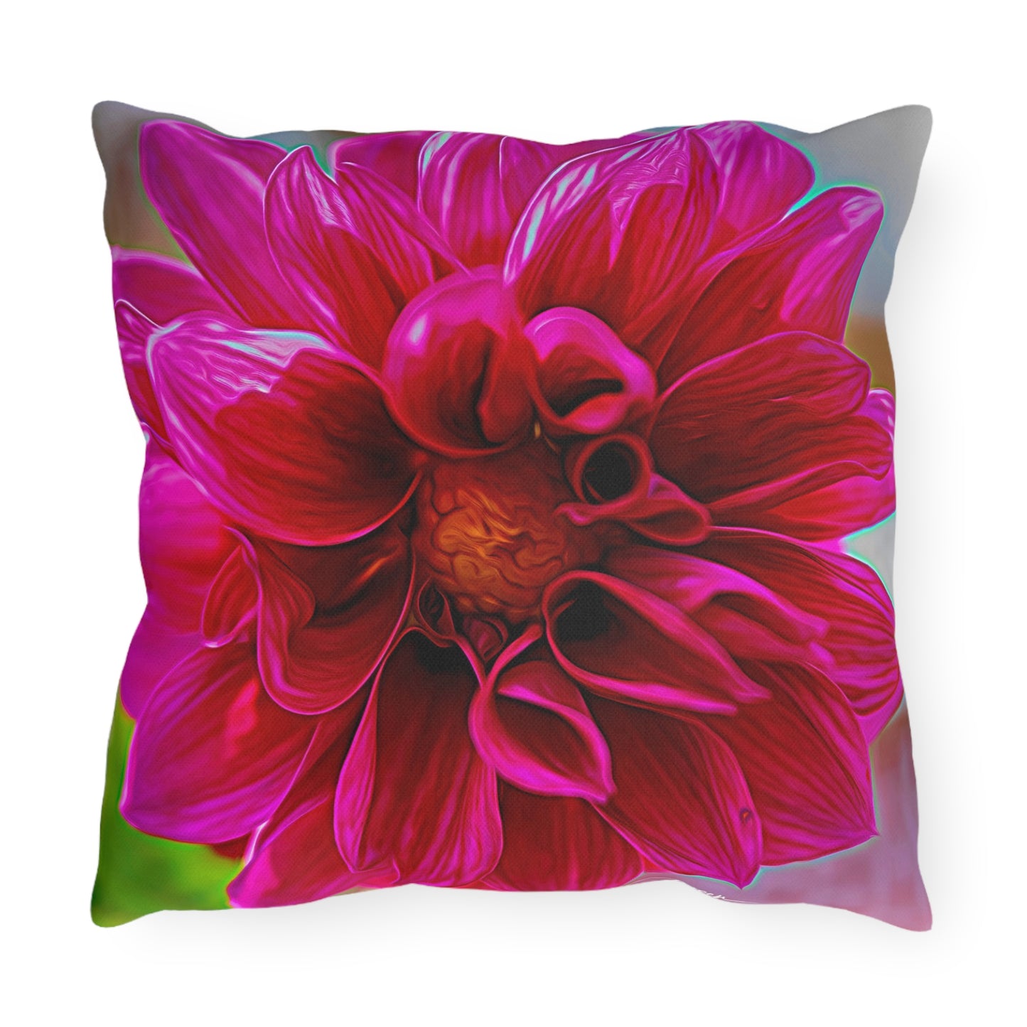 Enjoy Nature Outdoor Pillow with Dahlia Bloom – Artistic, Comfy, and Durable Decorative Accent