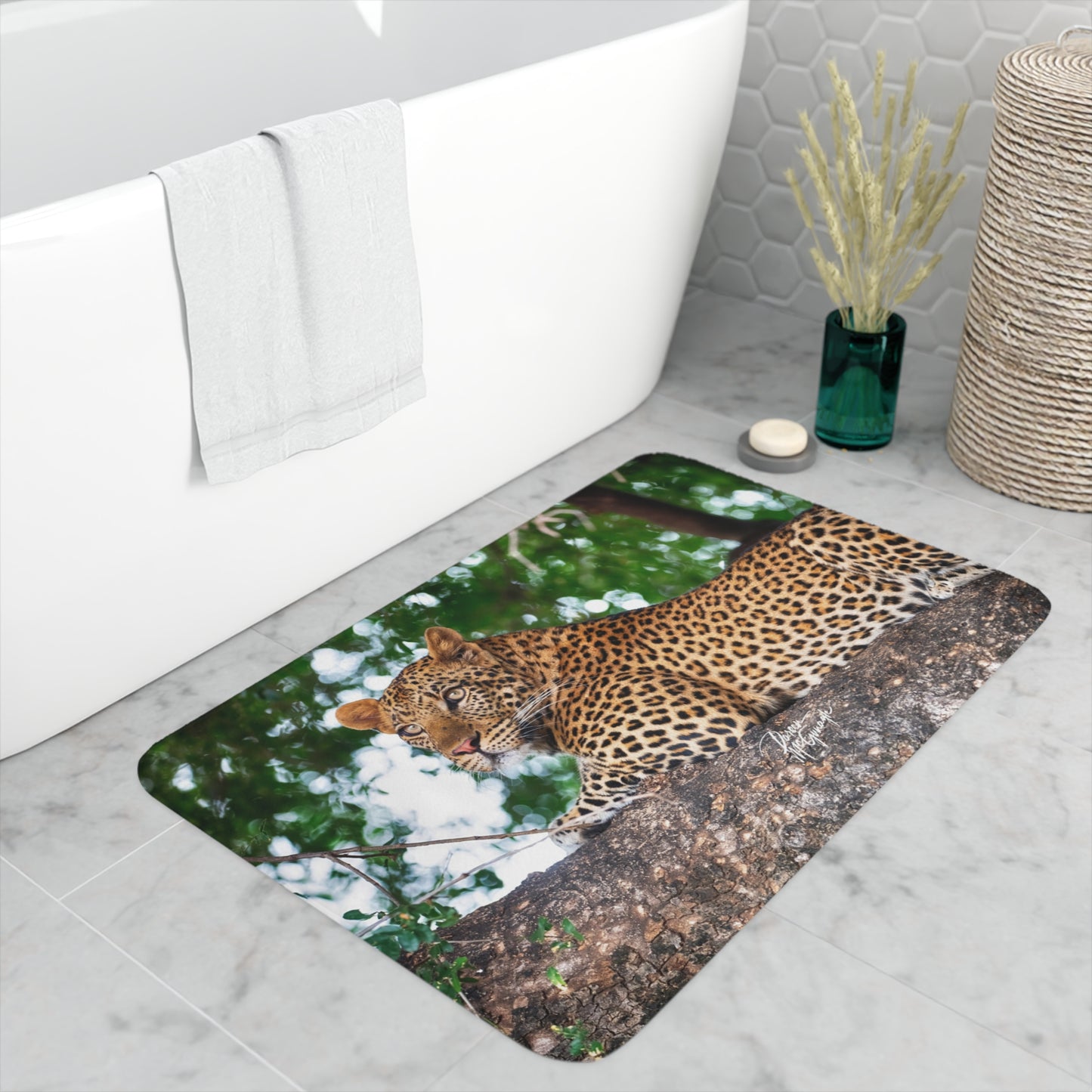 Leopard in Tree Memory Foam Bath Mat from Enjoy Nature