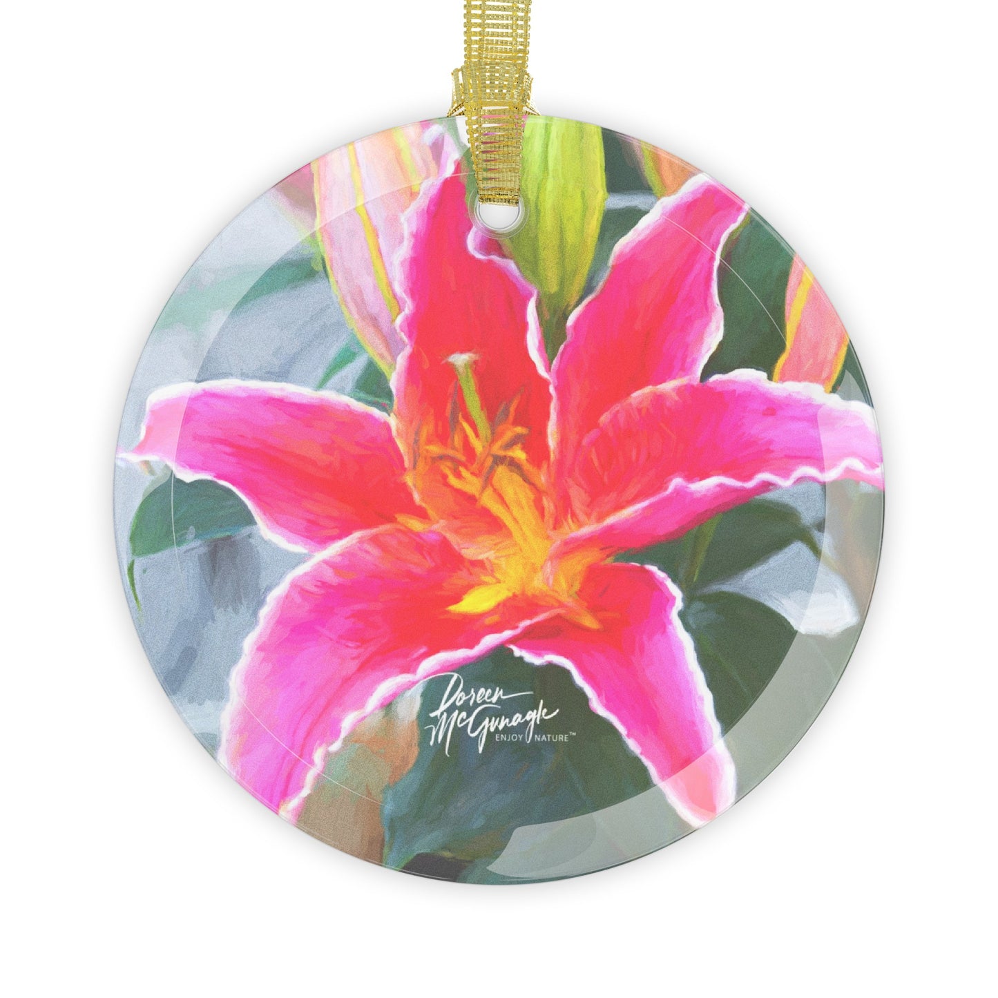 Glass Ornaments with Pink Lily by Enjoy Nature