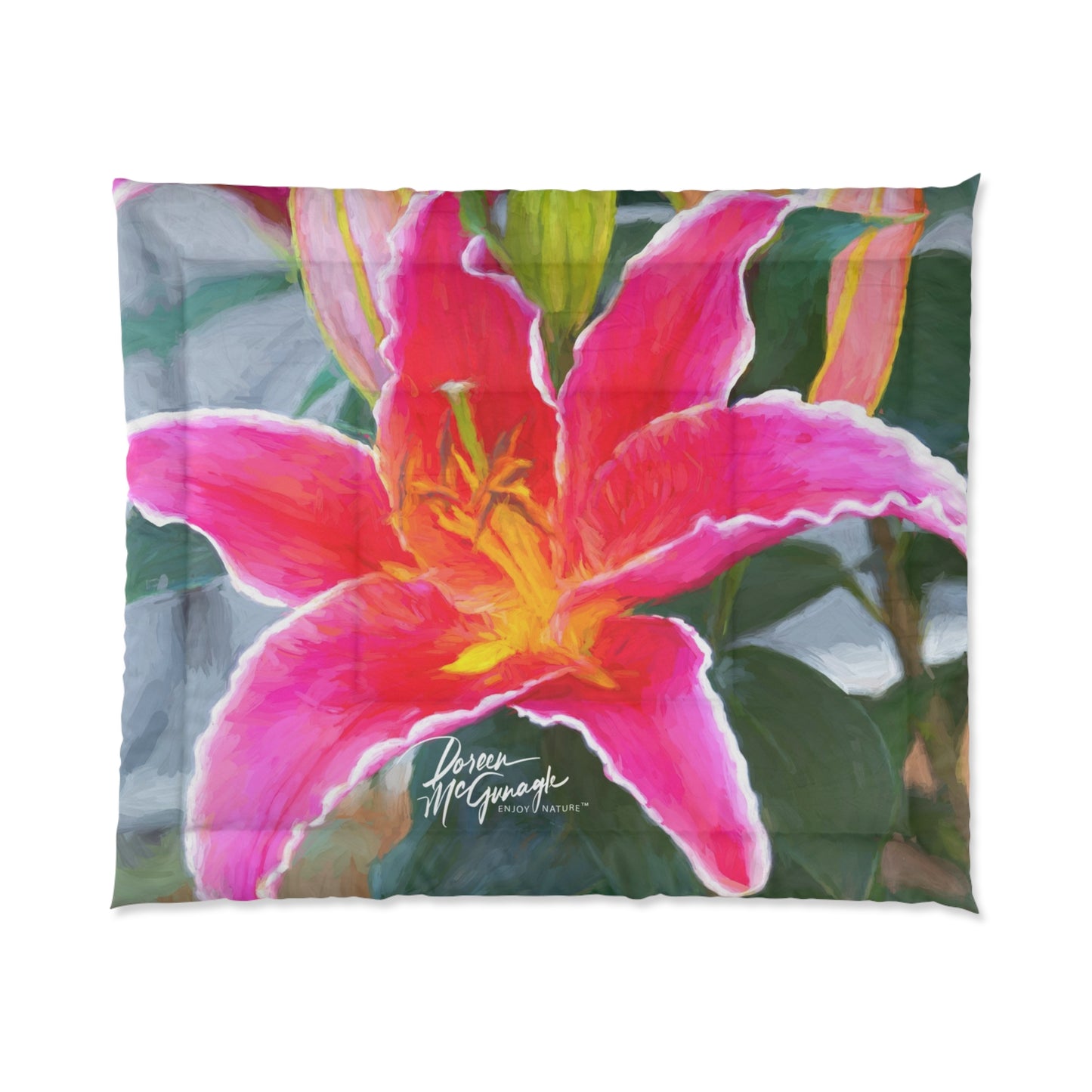 Pink Lily Comforter by Enjoy Nature