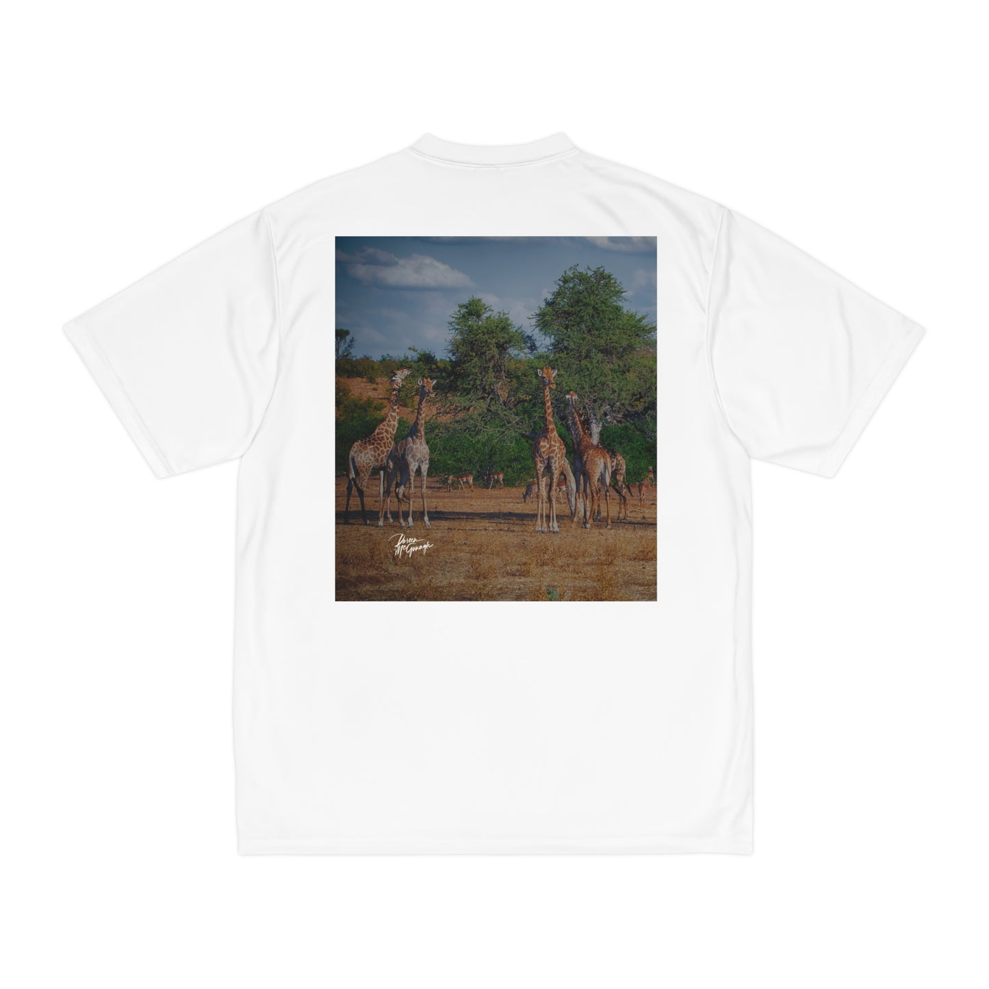 Men's Performance T-Shirt with Fine Art Image of Giraffe Family by Enjoy Nature