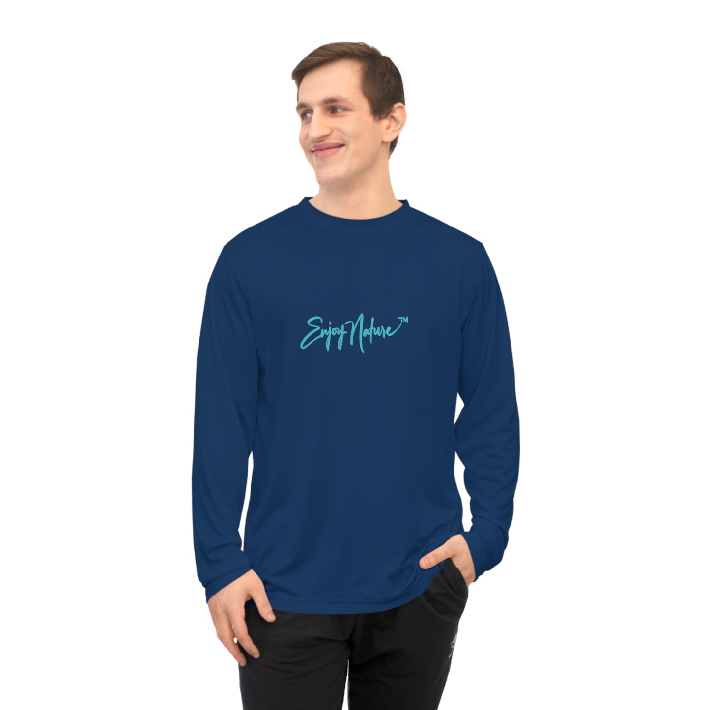 Unisex Long Sleeve Performance Tee - "Elephant Baby with Mom's Gentle Touch" by Enjoy Nature