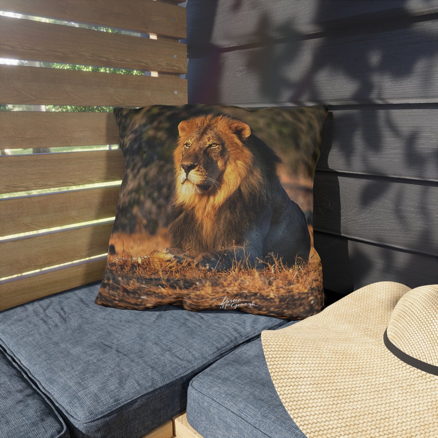 Enjoy Nature Outdoor Pillow with Lion King of Jungle – Artistic, Comfy, and Durable Decorative Accent