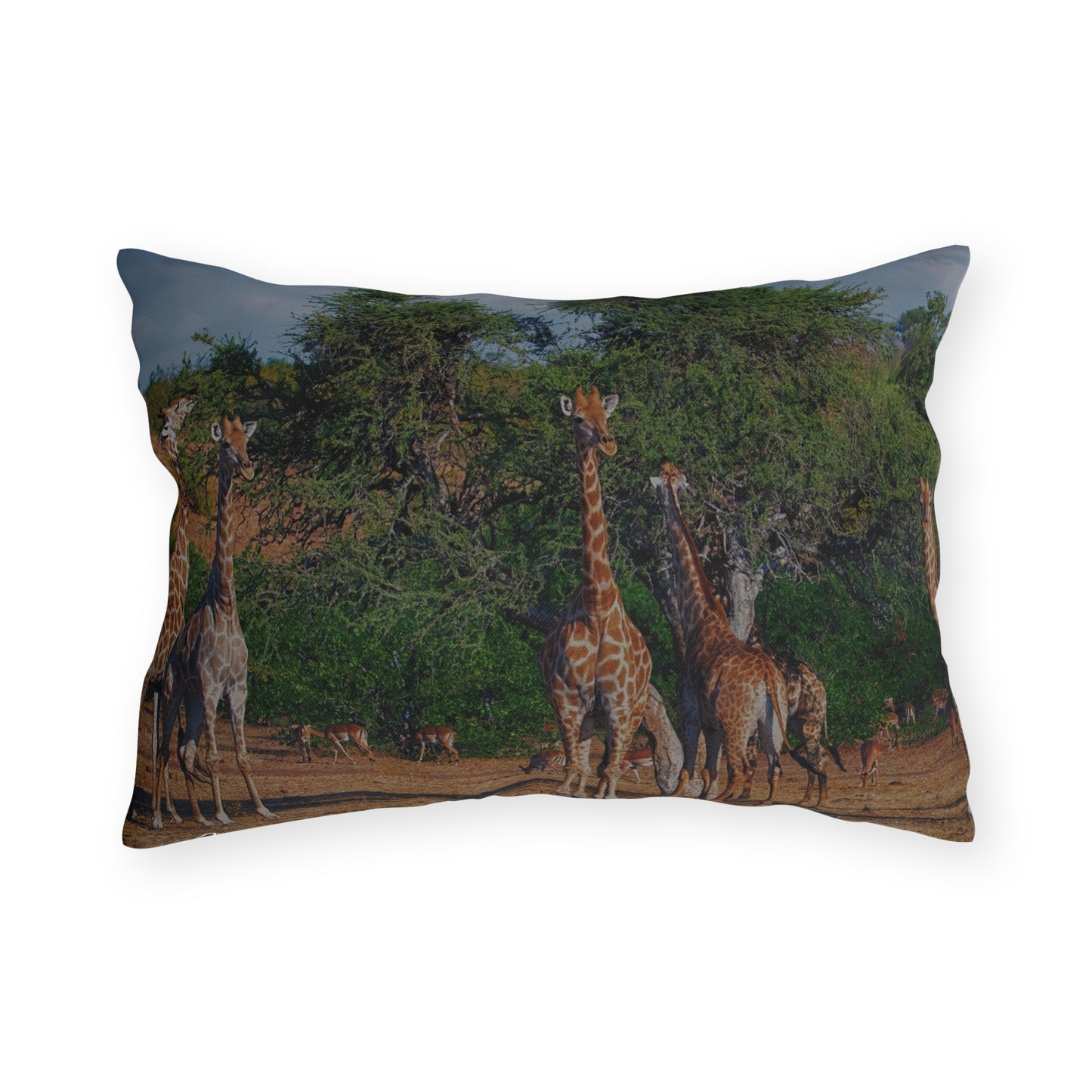 Enjoy Nature Outdoor Pillow with Giraffe Family – Artistic, Comfy, and Durable Decorative Accent