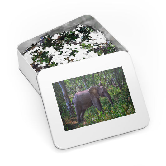 Baby Elephant Walk in Forest Jigsaw Puzzle by Enjoy Nature