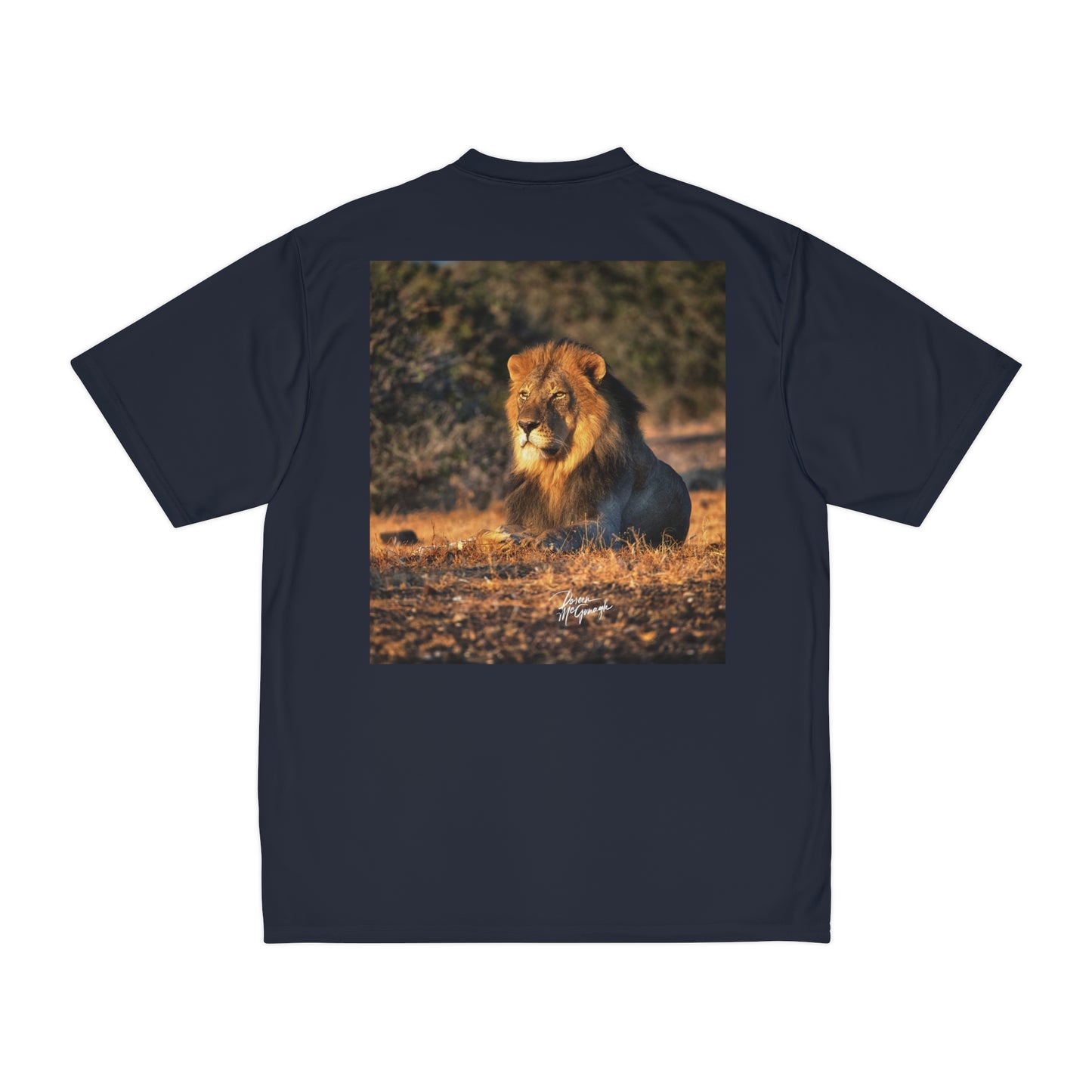 Men's Performance T-Shirt with Fine Art Image of Lion King of the Jungle by Enjoy Nature