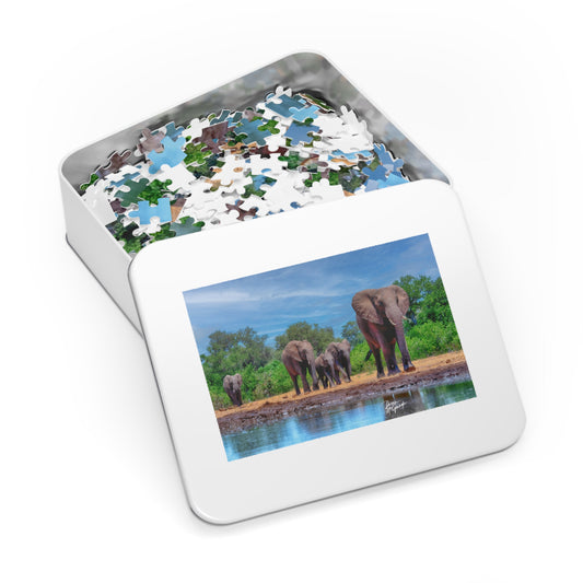 Spirited Elephant Herd Jigsaw Puzzle by Enjoy Nature