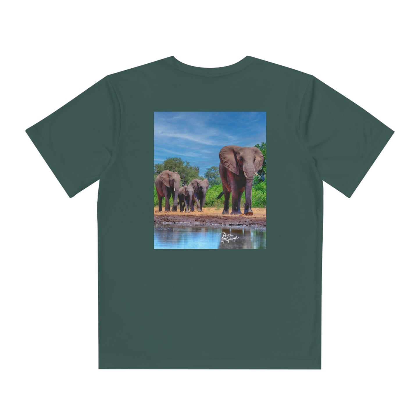 Youth Competitor Tee with Fine Art Image Elephant Family at Watering Hole by Enjoy Nature