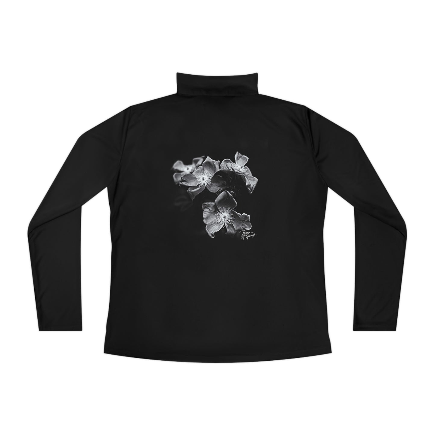 Stay Cozy in Style with Women's Enchanting Elegance of Wild Flowers Long Sleeve Quarter Zip Pullover - A Wardrobe Essential