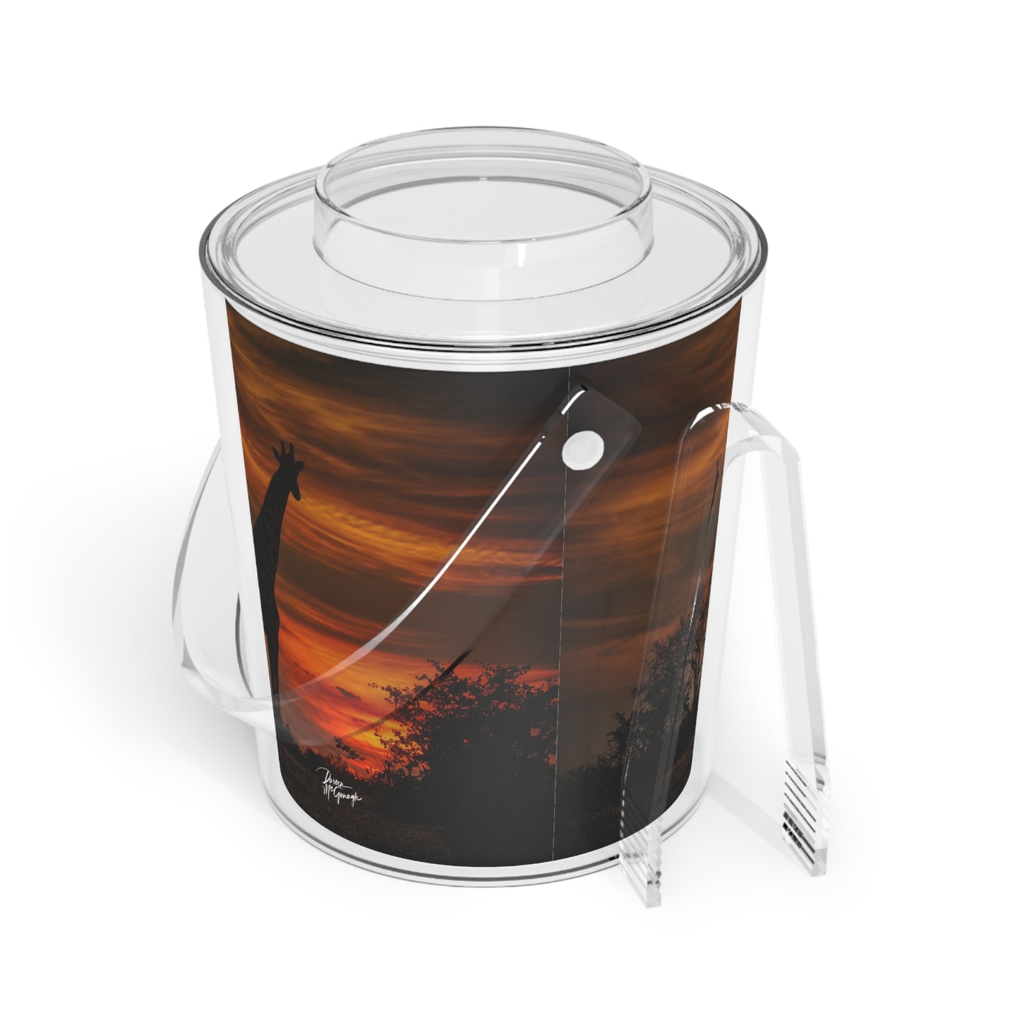 Enjoy Nature Giraffe Silhouette at Sunset Insulated Ice Bucket