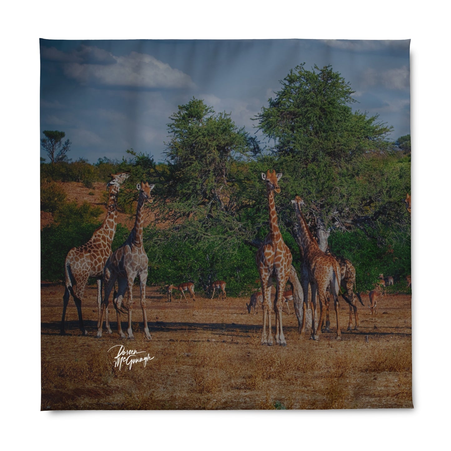 Enjoy Nature Giraffe Family Duvet Cover