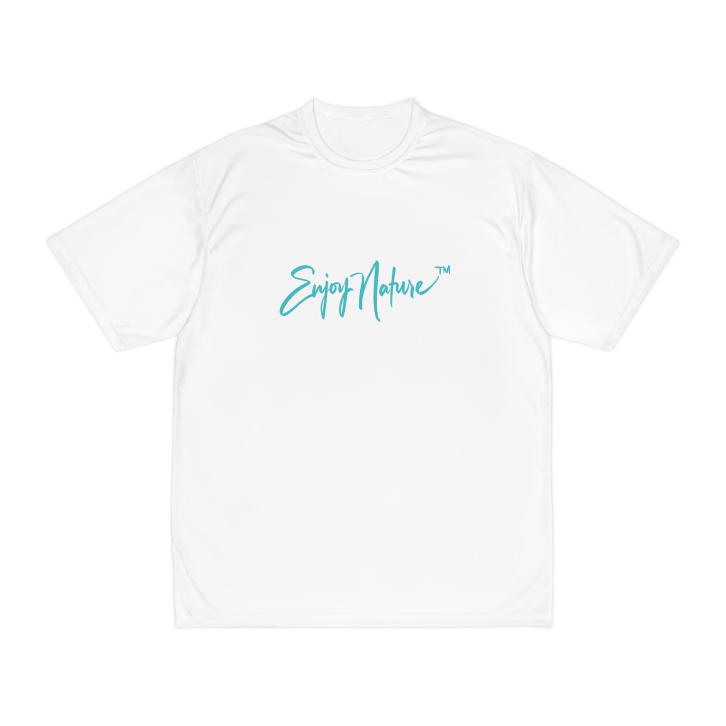 Men's Performance T-Shirt with Fine Art Image of Elephant Baby with Mom's Gentle Touch by Enjoy Nature