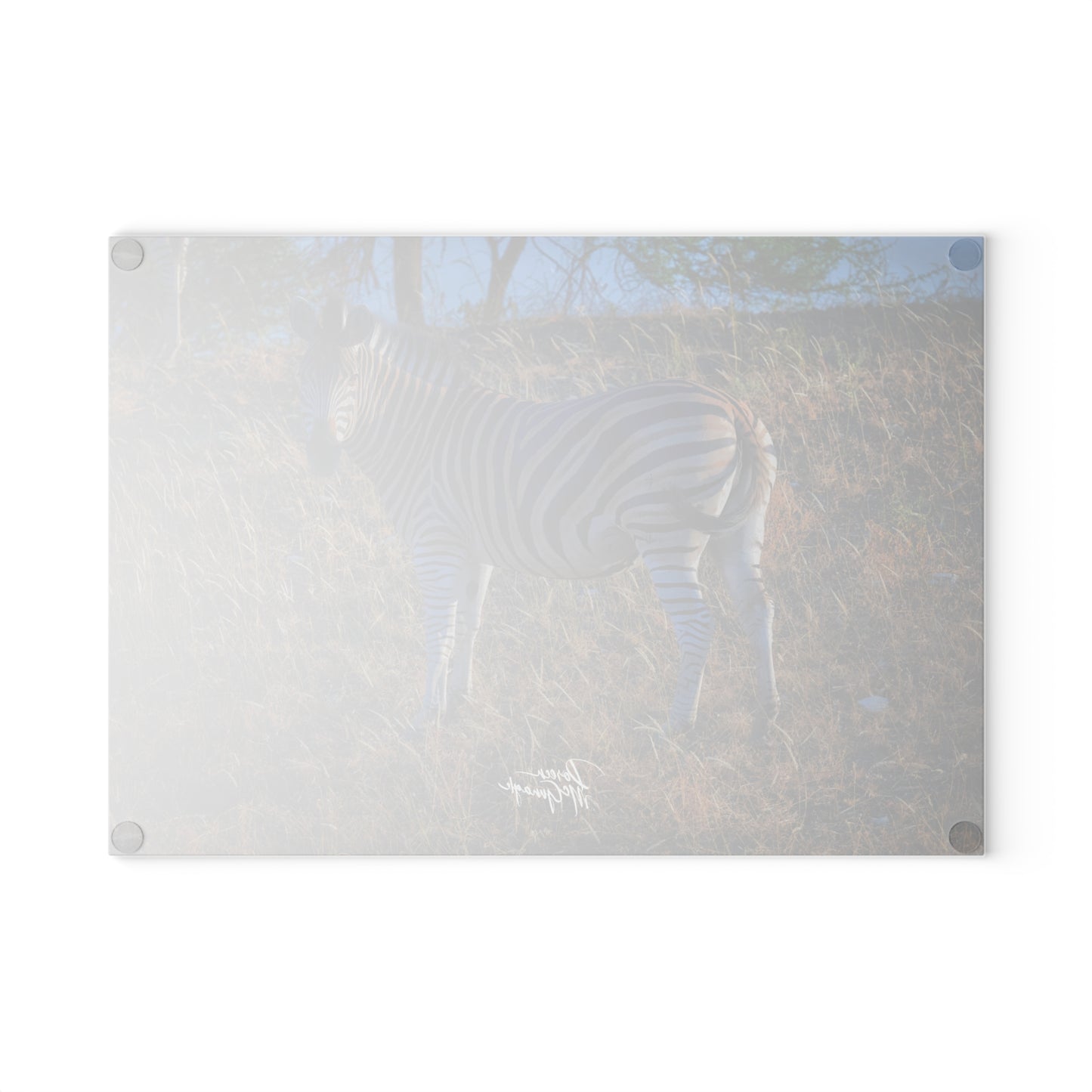 Enjoy Nature Glass Charcuterie Cutting Board with Baby Zebra Design