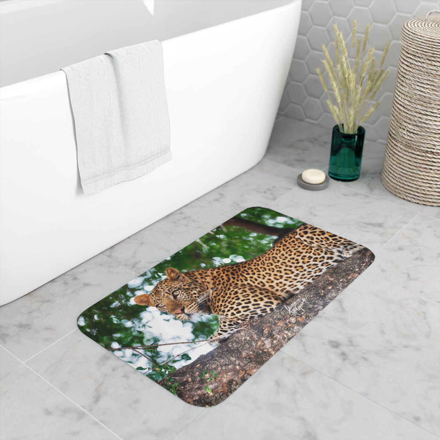 Leopard in Tree Memory Foam Bath Mat from Enjoy Nature