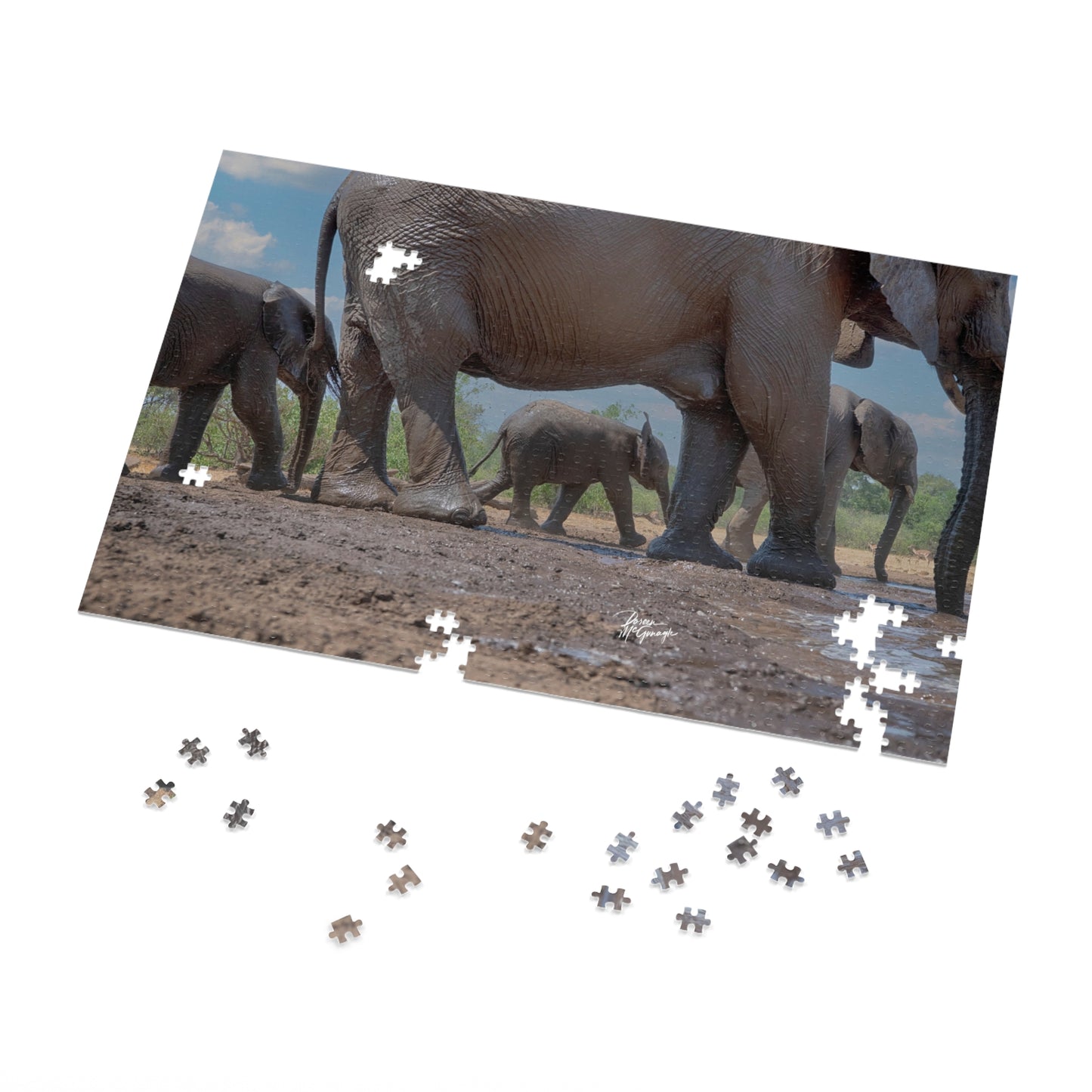 Mom with Elephant Baby Jigsaw Puzzle by Enjoy Nature