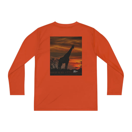 Youth Competitor Long Sleeve Tee with Giraffe Silhouette by Enjoy Nature