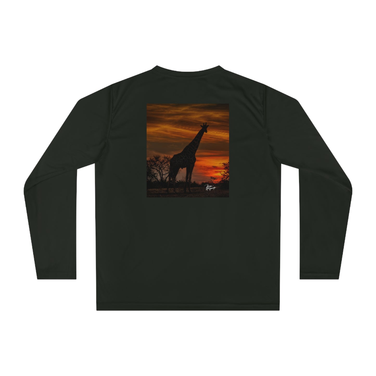 Unisex Long Sleeve Performance Tee - "Giraffe Silhouette" by Enjoy Nature